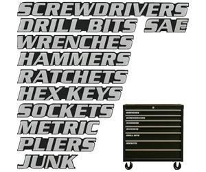 Toolbox Drawer Tags, 3D Magnetic Tool Box Labels, 11 Pieces, Reusable Toolbox Organization Stickers, Embedded Magnet