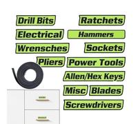 Toolbox Lot de 12 étiquettes magnétiques avec autocollants magnétiques - Étiquettes magnétiques pour boîtes à outils - Pour l'organisation et le marquage pour chariot, atelier, garage et armoire