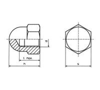 Toolcraft - M6 D1587-stahl:a2k 194789 écrou Borgne Hexagonal M6 Din 1587 Acier Galvanisé 10 Pc(s) S59865