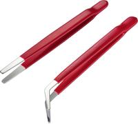 TOOLCRAFT TO-6897171 Jeu de pinces brucelles 2 pièces plate, ronde, plate, ronde, courbée