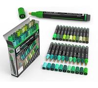 TOOLI-ART Lot de 22 feutre peinture acrylique à pointe moyenne Green Pro Color Series 3 mm pour peinture rupestre, verre, bois, métal, toile, travaux manuels. Non toxique, séchage rapide
