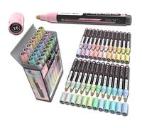 TOOLI-ART Lot de 24 marqueur peinture acrylique pastel 3 mm Pointe moyenne pour peinture sur pierre, verre, gobelets, bois, métal, toile, détails, non toxique, à base d'eau, séchage rapide feutre