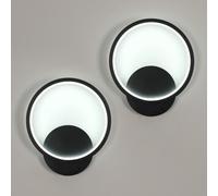 Toolight 2 Pièces Applique Murale 12W 6500K Noir Ø20cm Salon Chambre