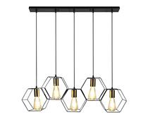 tooLight Lampe à Suspension APP1133-5CP Lustre Plafonnier Éclairage de Plafond en métal pour Salon Chambre Cuisine Couloir (or noir)