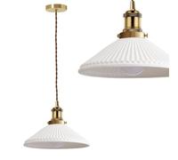 tooLight Lampe à Suspension APP1172-1CP Lustre Plafonnier Éclairage de Plafond en métal, céramique pour Salon Chambre Cuisine Couloir (blanc, doré)