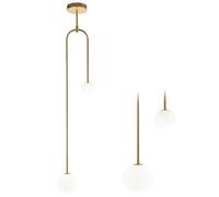 tooLight Lampe à Suspension APP964-2CP Lustre Plafonnier Éclairage de Plafond en métal, verre pour Salon Chambre Cuisine Couloir (blanc, doré)