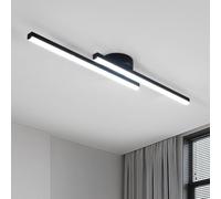 Toolight Plafonnier LED 17W 60cm, 6500K, Chambre Salon Couloir, Noir | Linéaire Parallèle, Éclairage Uniforme, Idéal Pour Cuisine Couloir Bureau Entrée, Moderneée, Économique Moderne