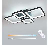 Toolight Plafonnier LED Moderne, Dimmable avec Télécommande 3000K-6500K, Noir, 62CM pour Salon Chambre