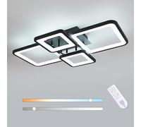Toolight Plafonnier LED Moderne, Dimmable avec Télécommande 3000K-6500K, Noir, 62CM pour Salon Chambre