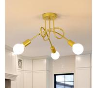 Toolight Plafonnier Vintage 3 Lumières Doré E27 Ø40cm Salon Chambre