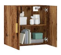 toolkix Armoire murale aspect bois vieilli 60 x 31 x 60 cm avec deux portes, espace de rangement pour salon, chambre à coucher, bureau, armoire polyvalente peu encombrante avec compartiment stable et