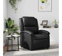 toolkix Fauteuil relax en cuir synthétique noir avec fonction inclinable manuelle, 71 x 86,5 x 99,5 cm, avec poche latérale et construction en bois et métal robuste, pour salon, bureau et coin lecture