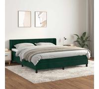 toolkix Lit à sommier tapissier avec matelas à ressorts ensachés, vert foncé, 160 x 200 cm, velours, tête de lit réglable en hauteur, avec surmatelas pour chambre à coucher, confort de sommeil