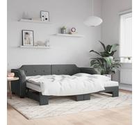 toolkix Lit de jour extensible avec housse en tissu Gris foncé 80 x 200 cm Canapé-lit avec matelas en mousse et cadre solide comme lit d'appoint et lit familial pour salon et chambre à coucher