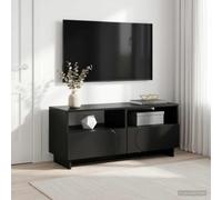 toolkix Meuble TV en bois noir 90 x 34,5 x 40 cm Meuble bas moderne avec tiroirs, espace de rangement et gestion des câbles pour salon, bureau, chambre à coucher