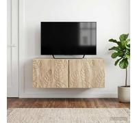 toolkix Meuble TV mural en chêne Sonoma 59,5 x 41 x 30 cm avec 2 portes, espace de rangement polyvalent pour salon, chambre à coucher, bureau, console multimédia pratique et gestion des câbles