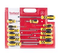 Toolland Ensemble de tournevis, 13 pièces, chrome-vanadium, embout magnétique, ergonomique, antidérapant
