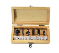 Toolland Outils de fraisage, ensemble de 6 pièces, dans une boîte de rangement en bois, idéal pour le travail du bois en bricolage