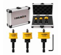 TOOLMAYS 3 Pièces Scie Cloche M42 Bi-métal, 20,25,32mm | Coffret Scie Cloche avec Foret Centrage, HRC 67-70, Idéale Pour Acier Inoxydable Mince, Aluminium, Bois, PVC, Placoplâtre