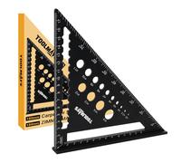 TOOLMAYS 5 en 1 Equerre Menuisier 180 mm | Equerre De Charpentier, Equerre Charpentier, Aluminium Regle Multifonctionnels, Guide De PerçAge Intelligent
