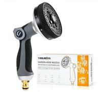 TOOLMAYS 90 mm Pistolet Arrosage avec 8 Modes De PulvéRisation | ContrôLe De DéBit Au Pouce, Pistolet Darrosage En MéTal Robuste Pour Lavage De Voiture & Cour, Arroser Plantes