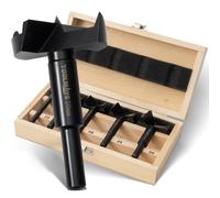TOOLMAYS Mèches Forstner 5 Pièces Ø 20/35/40/45/50 mm, Longueur 90 mm | Mèche à Bois Tête Plate, Coffret de Rangement en Bois