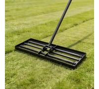 TOOLMAYS RâTeau De Nivellement De Pelouse avec Tête Rouleau 76x25cm | Niveleur Gazon En Acier A3 Antirouille, Manche Long Réglable 207cm, Rateau Jardin Pour Niveler Terre, Sable Et Pelouses