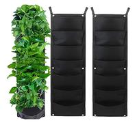 Tooloflife Sac de plantation suspendu à 7 poches verticales pour jardinage, intérieur et extérieur, Noir, 30 x 105 cm, 2 pièces