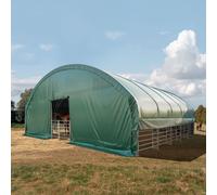 TOOLPORT 10x10 m Abri cheval, Bâche PVC, vert foncé, type de sol : terre - (330706)
