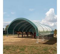 TOOLPORT 10x10 m Abri cheval, Bâche PVC, vert foncé, type de sol : terre - (330708)