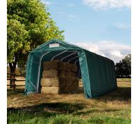 TOOLPORT 3,3x7,2 m Abri foin, PVC 800, vert foncé (type de sol : béton) - (99553)