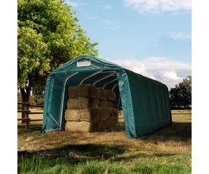 TOOLPORT 3,3x7,2 m Abri foin, PVC 800, vert foncé (type de sol : béton) - (99553)