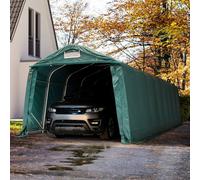TOOLPORT 3,3x9,6 m, Tente garage, PVC 800, H. 2,1 m, vert foncé, avec statique (type de sol : terre) - (58314)