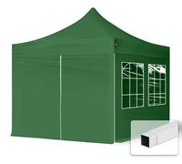 TOOLPORT 3x3 m Tonnelle pliante Acier, PES 700, côtés avec fenêtres, vert foncé - (581832)