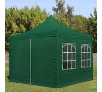 TOOLPORT 3x3 m Tonnelle pliante Acier, PES 700, côtés avec fenêtres, vert foncé - (581832)