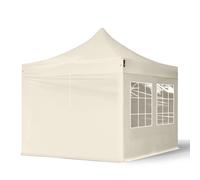 TOOLPORT 3x3 m Tonnelle pliante Acier, PES 700, côtés avec fenêtres, crème - (581833)