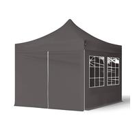 TOOLPORT 3x3 m Tonnelle pliante Acier, PES 700, côtés avec fenêtres, gris foncé - (582635)