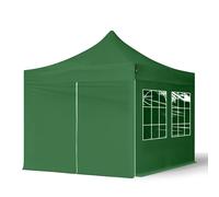 TOOLPORT 3x3 m Tonnelle pliante Acier, PES 700, côtés avec fenêtres, vert foncé - (581832)