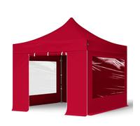 TOOLPORT 3x3 m Tonnelle pliante Acier, PES 750, côtés panoramiques, rouge - (600033)