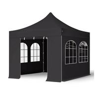 TOOLPORT 3x3 m Tonnelle pliante Acier, PVC 800, côtés avec fenêtres, noir - (600107)