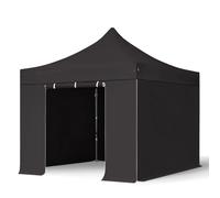 TOOLPORT 3x3 m Tonnelle pliante Acier, PVC 800, côtés sans fenêtre, noir - (600109)