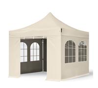 TOOLPORT 3x3 m Tonnelle pliante Alu, PES 800, côtés avec fenêtres, crème - (600141)