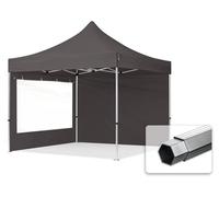 TOOLPORT 3x3 m Tonnelle pliante Alu, PES 800, côtés panoramiques, gris foncé