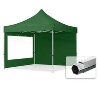 TOOLPORT 3x3 m Tonnelle pliante Alu, PES 800, côtés panoramiques, vert foncé