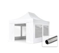 TOOLPORT 3x4,5 m Tonnelle pliante Acier, PES 750, côtés panoramiques, blanc - (600062)
