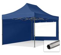 TOOLPORT 3x4,5 m Tonnelle pliante Acier, PES 750, côtés panoramiques, bleu foncé - (600045)
