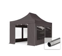 TOOLPORT 3x4,5 m Tonnelle pliante Acier, PES 750, côtés panoramiques, gris foncé - (600055)
