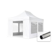 TOOLPORT 3x4,5 m Tonnelle pliante Acier, PVC 800, côtés panoramiques, blanc - (600118)