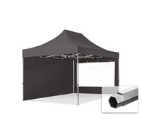 TOOLPORT 3x4,5 m Tonnelle pliante Alu, PES 800, côtés panoramiques, gris foncé