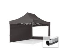 TOOLPORT 3x4,5 m Tonnelle pliante Alu, PES 800, côtés panoramiques, gris foncé - (600210)